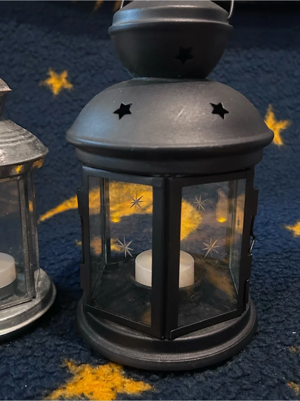 Set of 2 Gothic Star Metal Lanterns for LED Flameless Mini Candles Whimsigoth